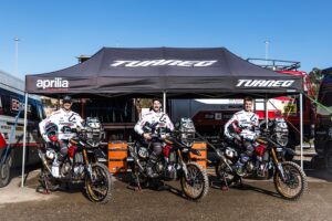 Aprilia Tuareg Rally in actie tijdens Africa Eco Race 2026